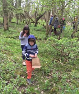 children walking through woodland